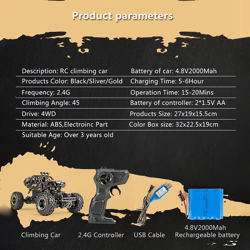 1/16 Scale 2.4GHz 4WD 15km/h RTR High Speed Climbling Off-Road Buggy Alloy RC Car 32cm  - Image 3