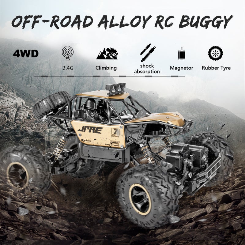 1/16 Scale 2.4GHz 4WD 15km/h RTR High Speed Climbling Off-Road Buggy Alloy RC Car 32cm  - Image 1