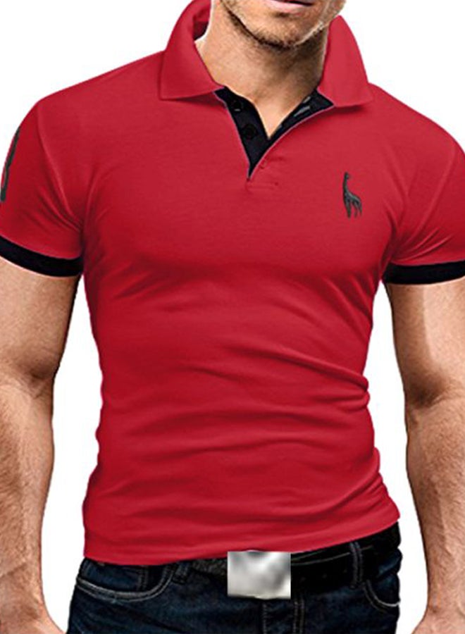 Fawn Logo Embroidered Polo Red/Black  - Image 3
