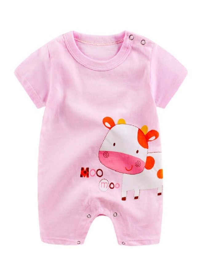 Cow Printed Bodysuit Pink/White/Red