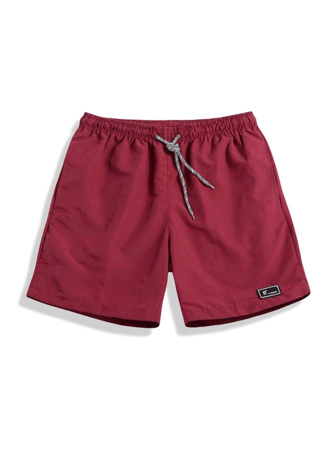 Solid Mid Rise Shorts Jujube Red  - Image 1