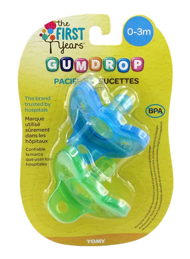 the FIRST years - Gumdrop Pacifier, Pack Of 2, 0-3 Months - Green/Blue - Image 1
