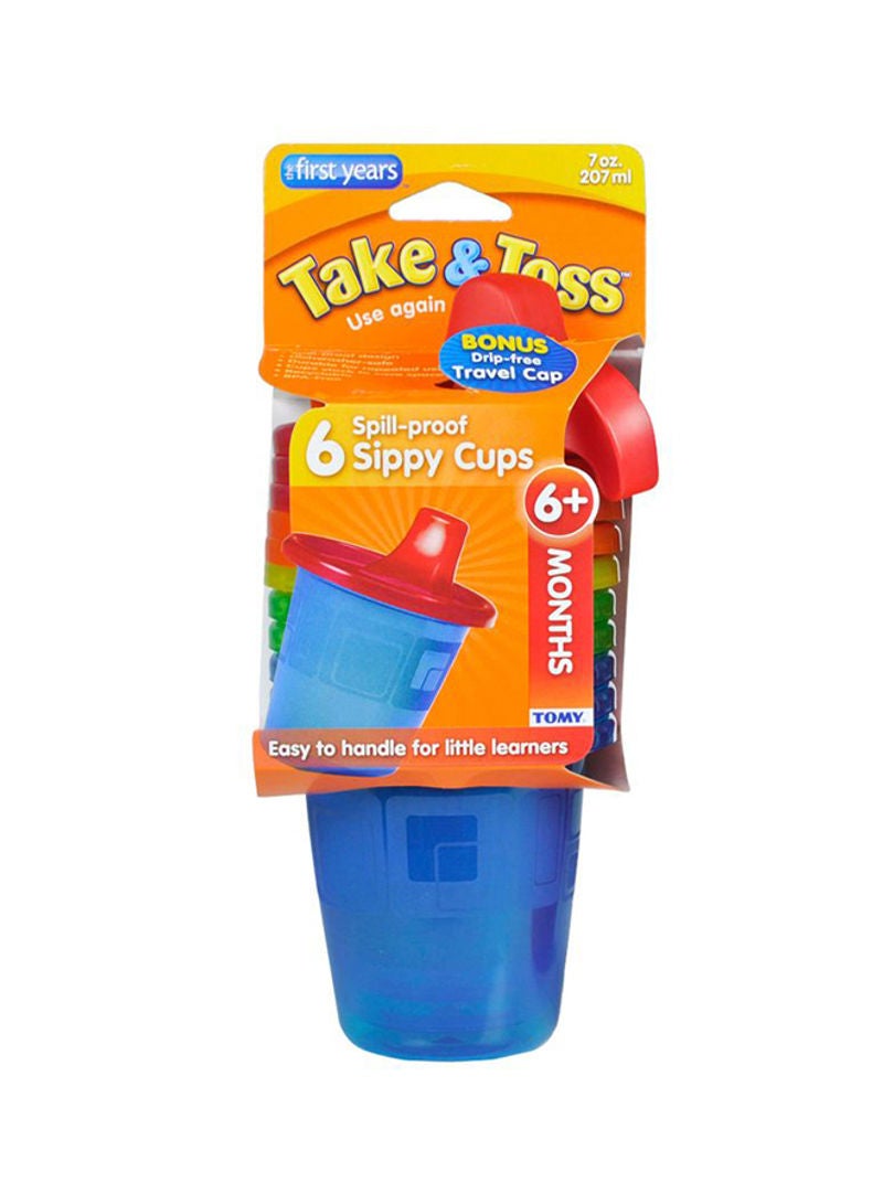 Take & Toss - Pack Of 6 Spill Proof Sippy Cup, 207ml - Multicolour-Y1300 - Image 1