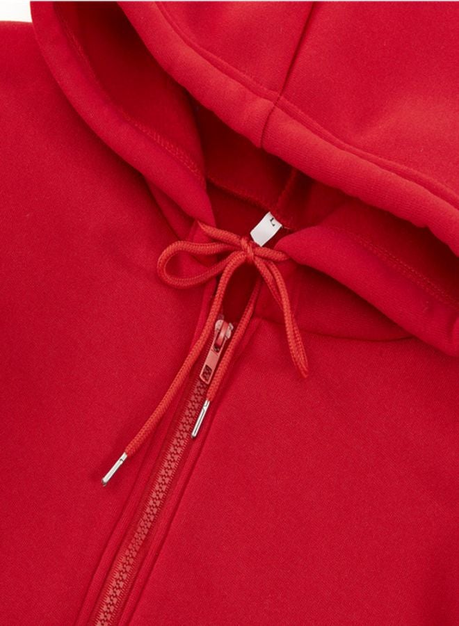هودي مزين بجيبين أحمر/أبيض - Image 2