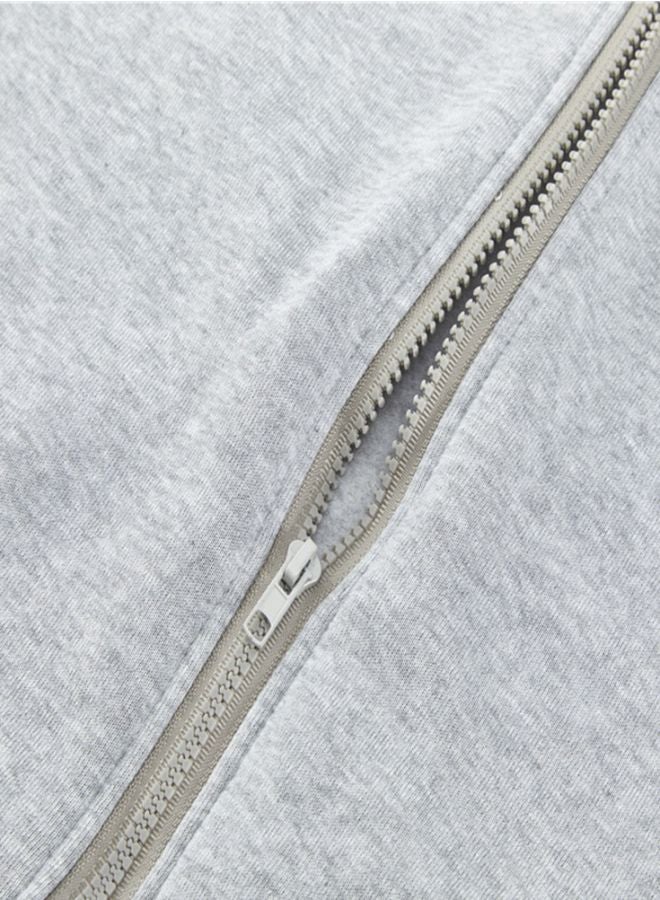 Dual Pocket Detail Hoodie Grey/Black - Image 2