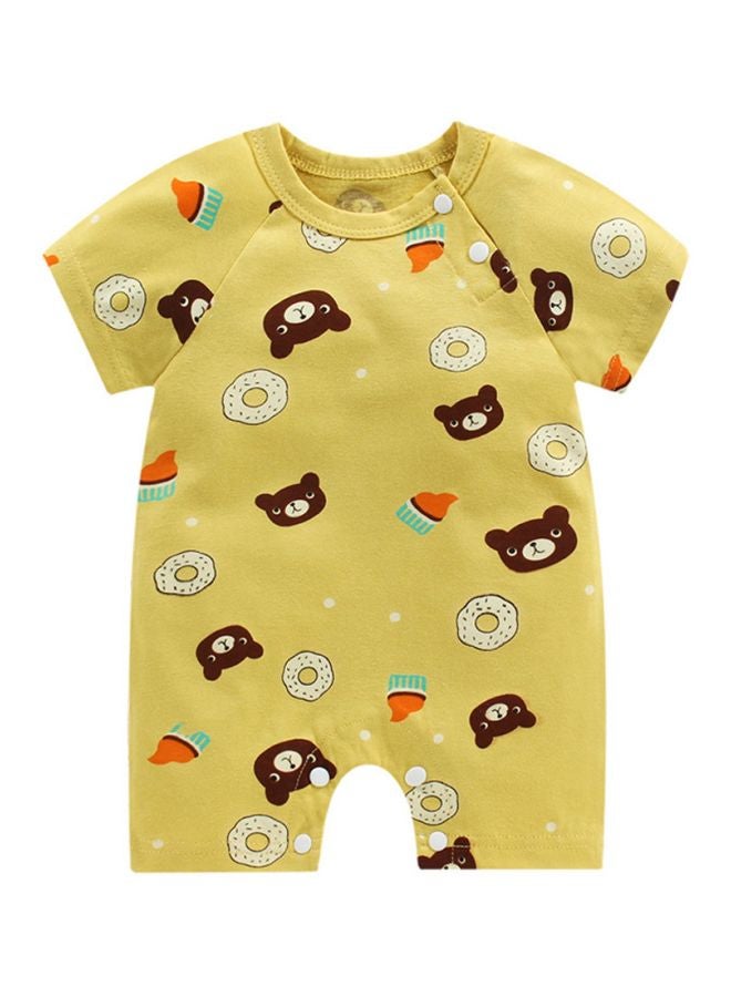 Cartoon Printed Jumpsuit Yellow/Brown/Blue  - Image 1