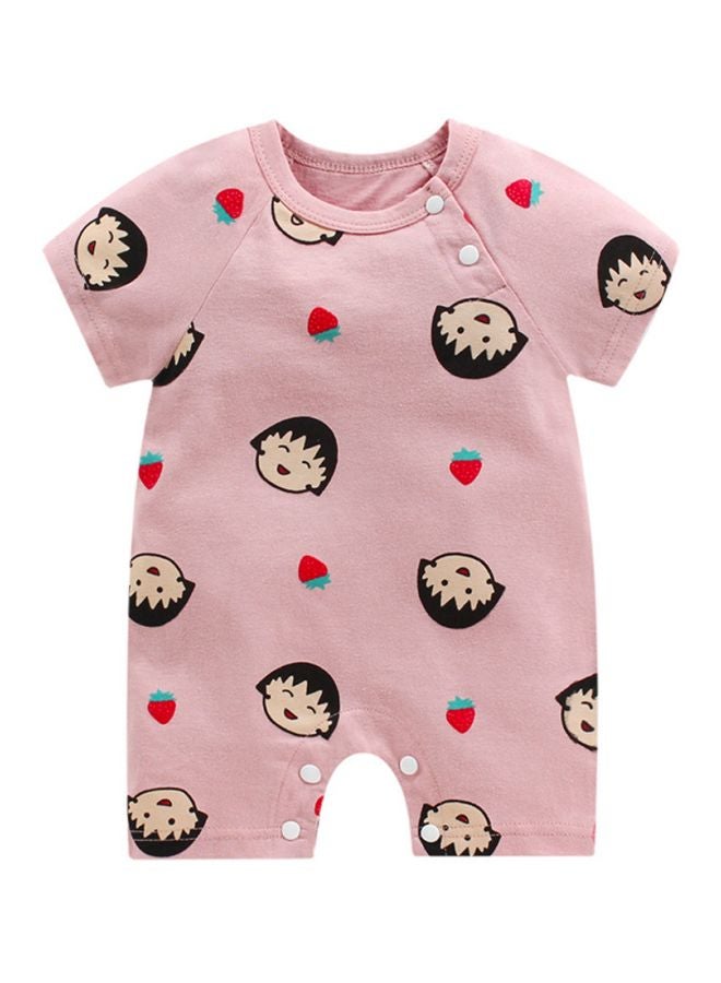 Cartoon Printed Jumpsuit Pink/Black/Red 