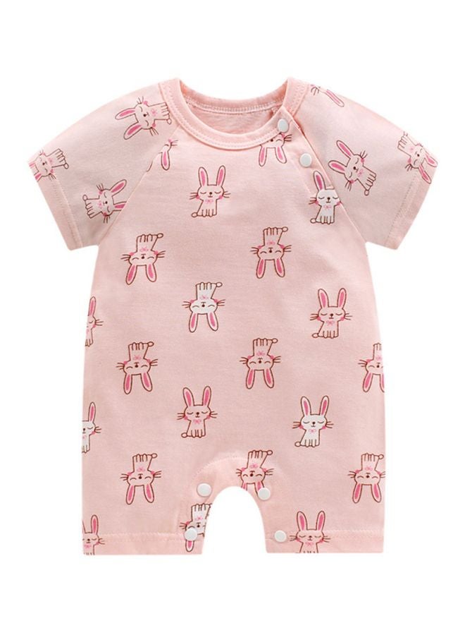 Cartoon Printed Jumpsuit Pink/White 