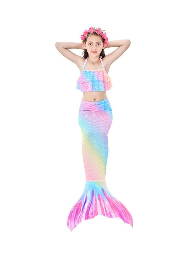 3-Piece Mermaid Tail Swimsuit Set Pink/Blue/Yellow  - Image 2