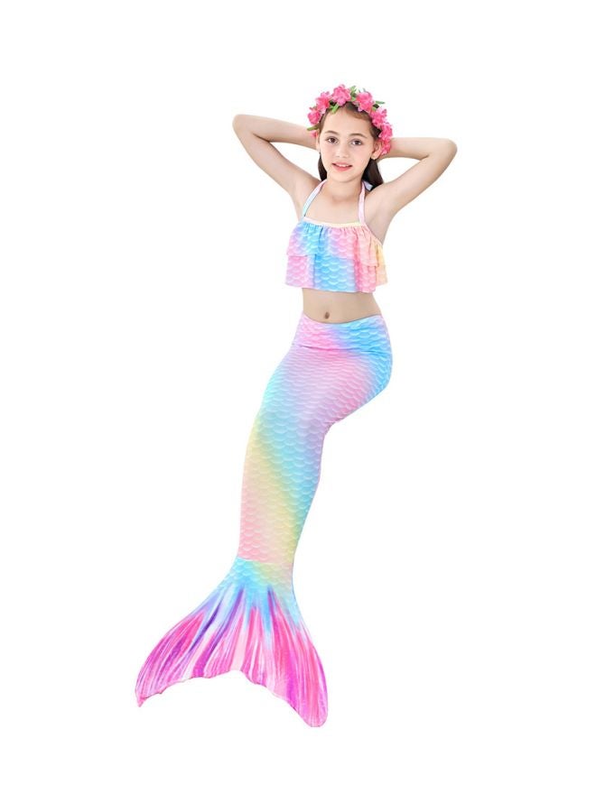 3-Piece Mermaid Tail Swimsuit Set Pink/Blue/Yellow  - Image 3