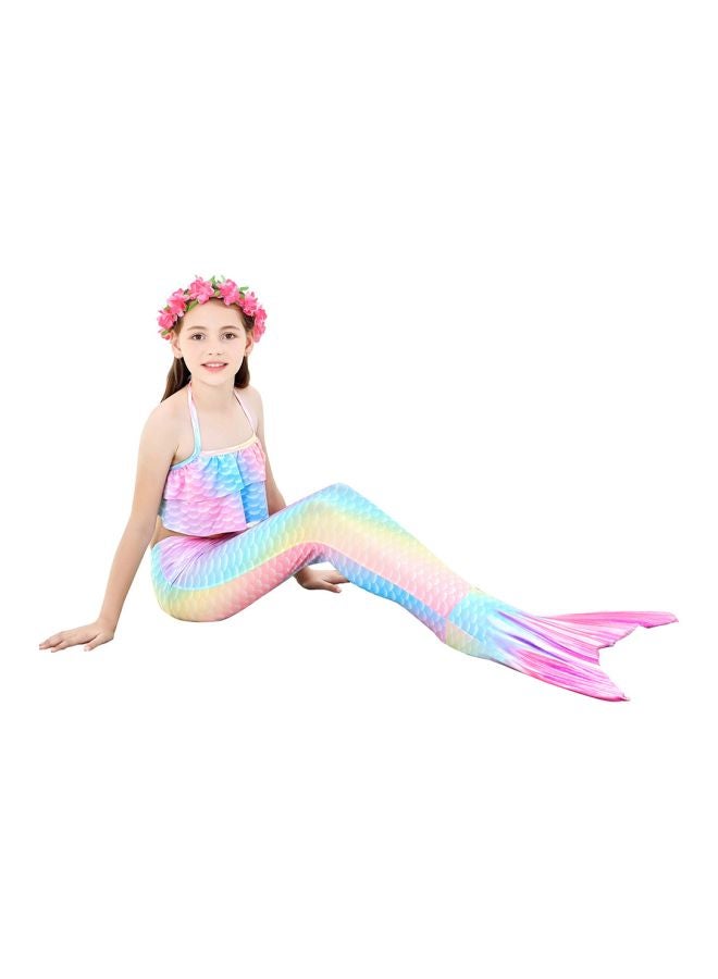 3-Piece Mermaid Tail Swimsuit Set Pink/Blue/Yellow  - Image 4