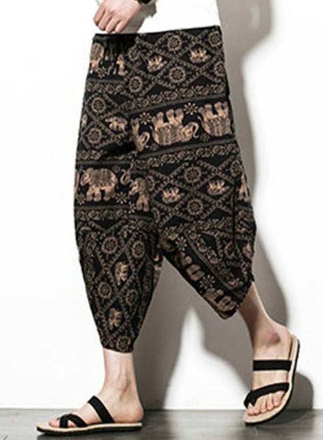 Generic - Elephant Printed Loose Trousers Coffee - Image 1