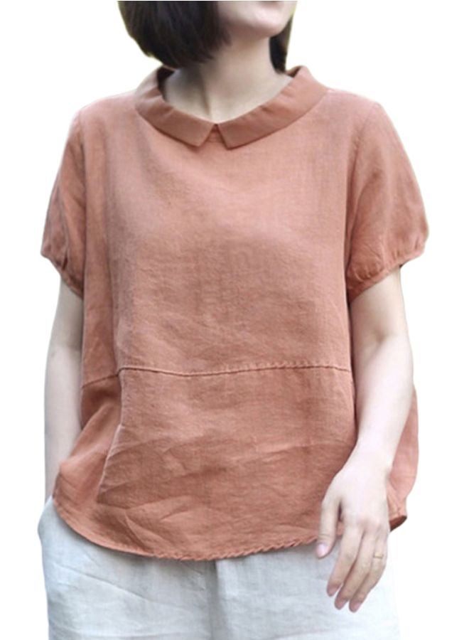 Solid Short Sleeves Blouse Lotus Color  - Image 1