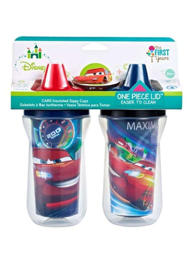 the FIRST years - Disney Pixar Cars 3 Insulated Sippy Cup, Pack Of 2, 9 oz - Blue/Clear/Red - Image 1