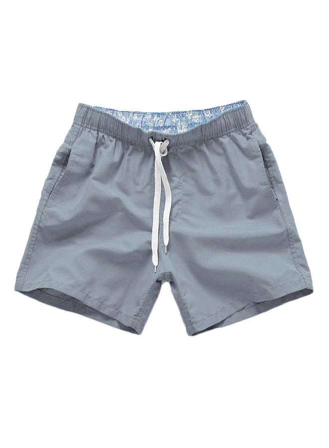Solid Drawstring Shorts Grey  - Image 1