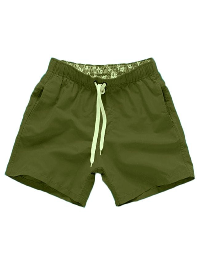 Solid Drawstring Shorts Army Green - Image 1