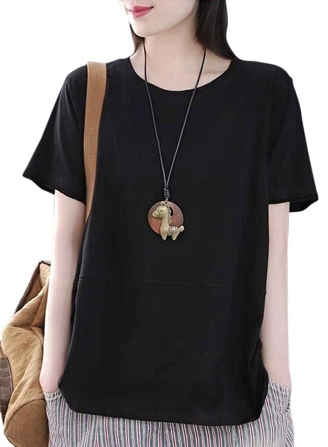 Solid Polyester T-Shirt Black - Image 1
