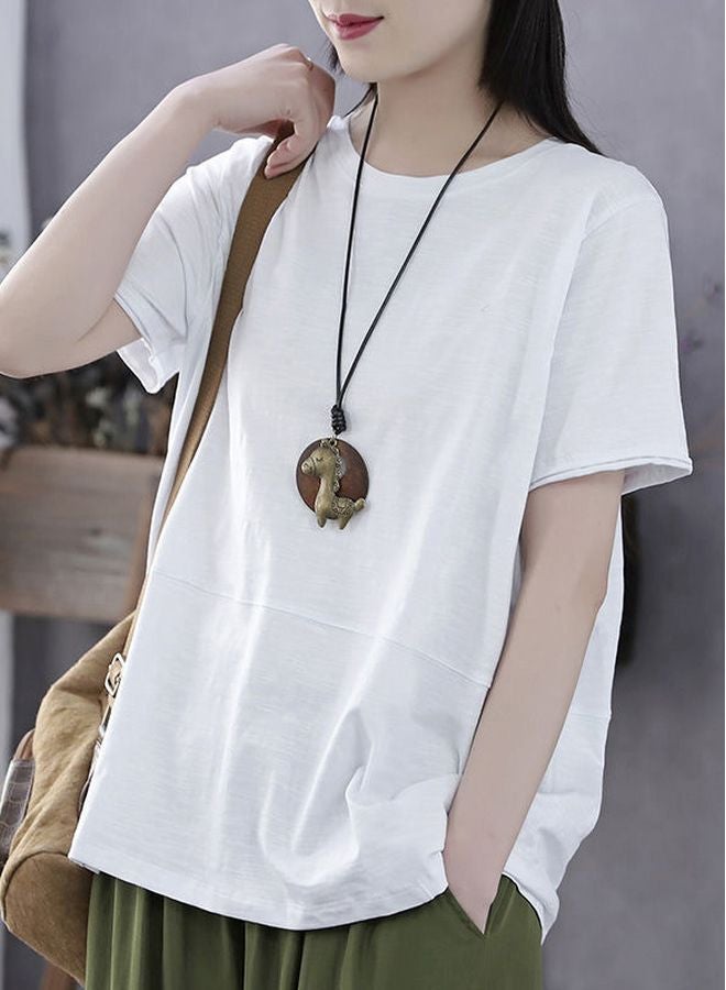 تيشيرت من البوليستر بلون سادة أبيض - Image 2