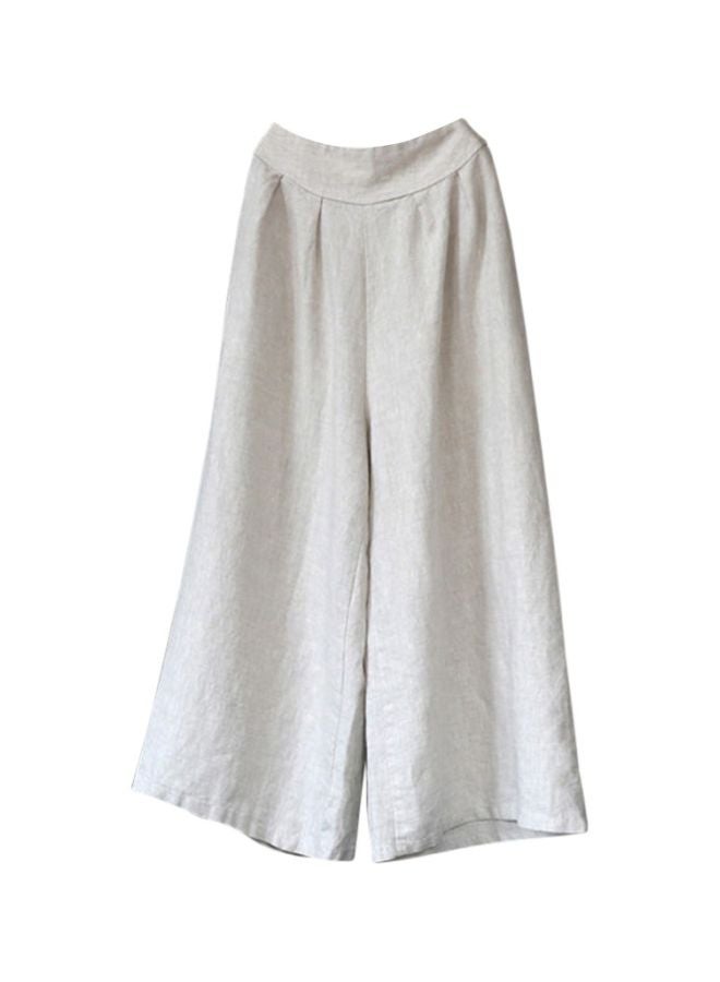 Solid Wide-Leg Trousers White  - Image 1