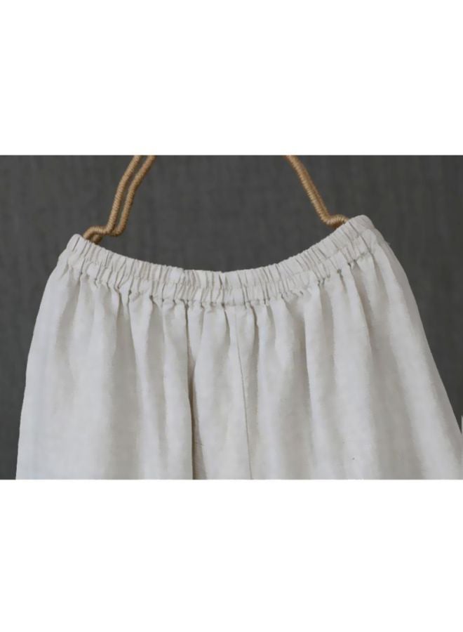 Solid Wide-Leg Trousers White  - Image 4