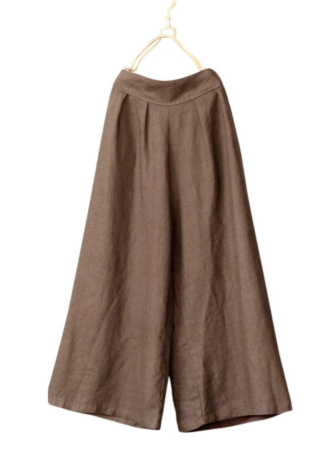 Solid Wide-Leg Trousers Brown  - Image 1