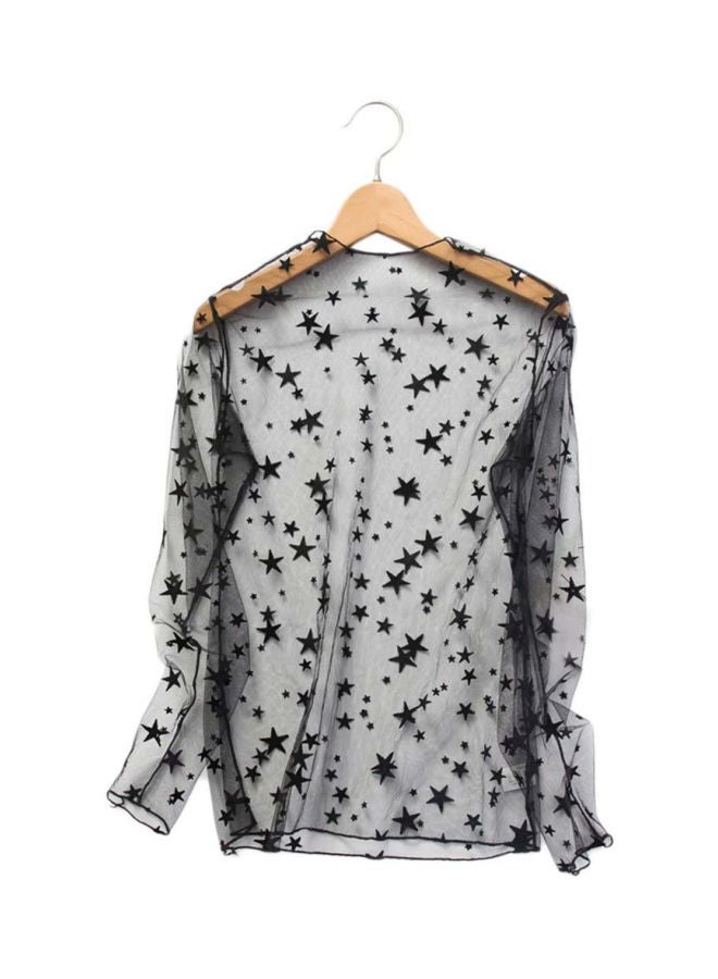 Star Printed Long Sleeves T-Shirt Black - Image 1