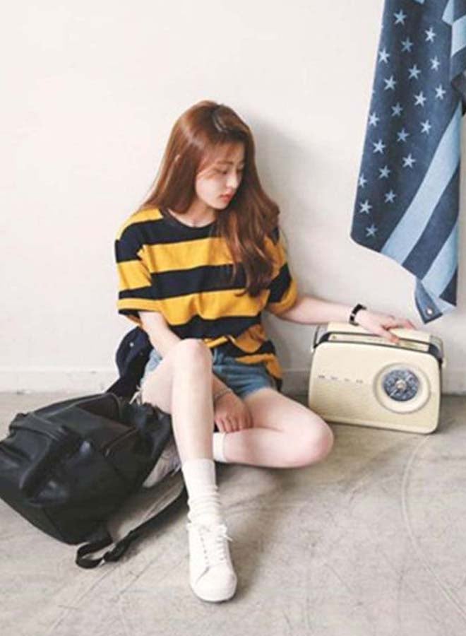 Stripe Pattern T-Shirt Black/Yellow - Image 5