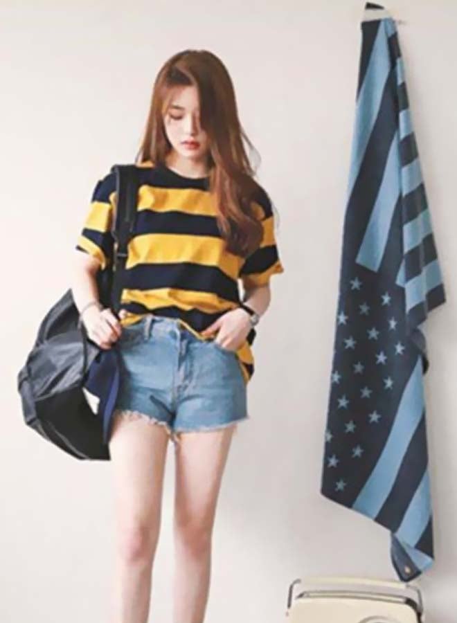 Stripe Pattern T-Shirt Black/Yellow - Image 4