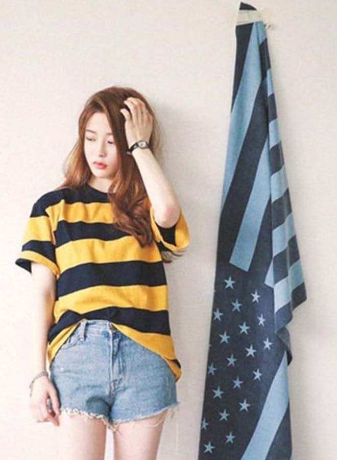 Stripe Pattern T-Shirt Black/Yellow - Image 3