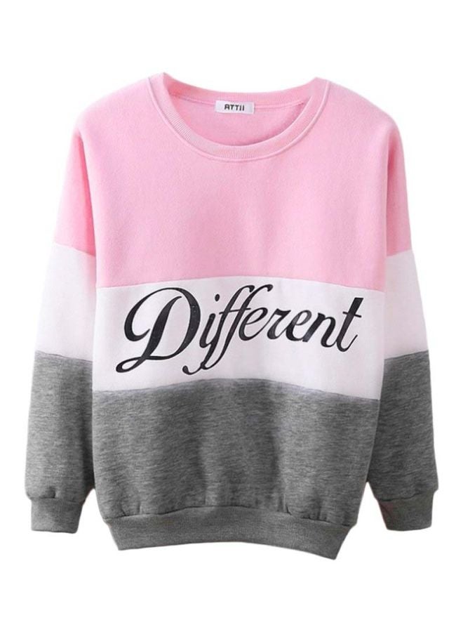 كنزة صوفية بكتل ملونة أبيض/وردي/رمادي - Image 1