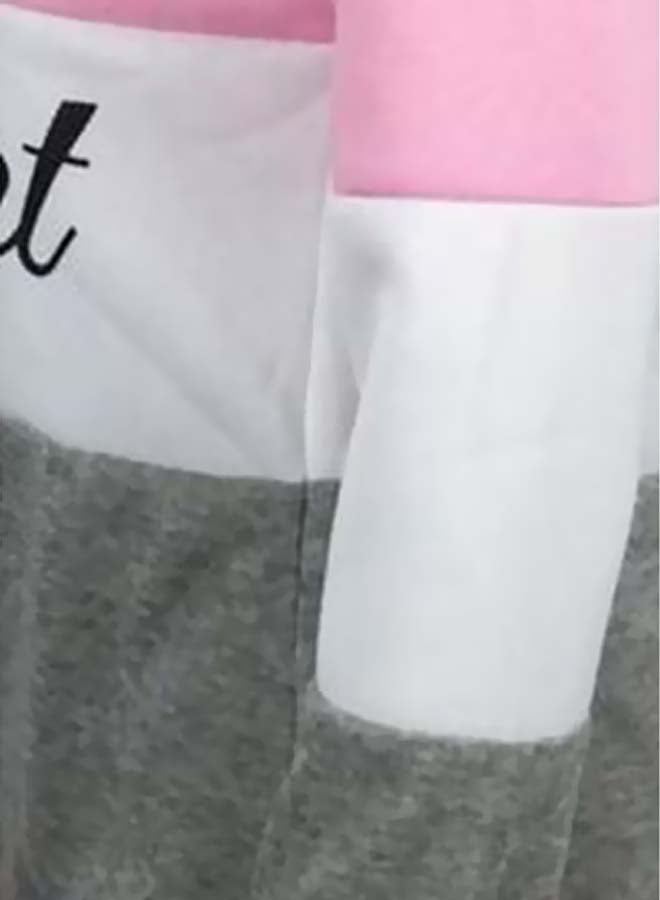 كنزة صوفية بكتل ملونة أبيض/وردي/رمادي - Image 3