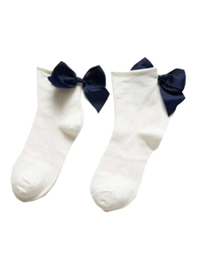 Pair Of Bowknot Socks White/Blue