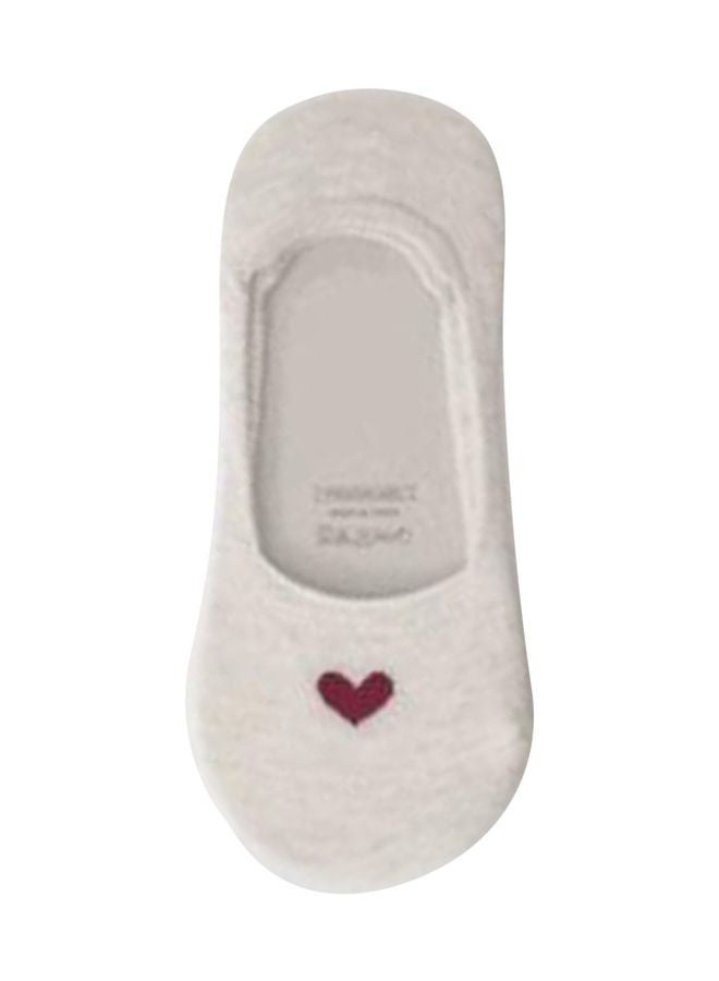 Pair Of Heart Printed Socks White/Red - Image 1