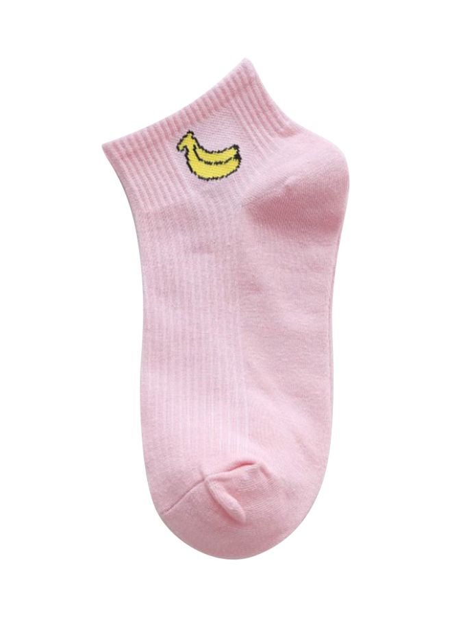 Pair Of Banana Printed Socks Pink/Yellow