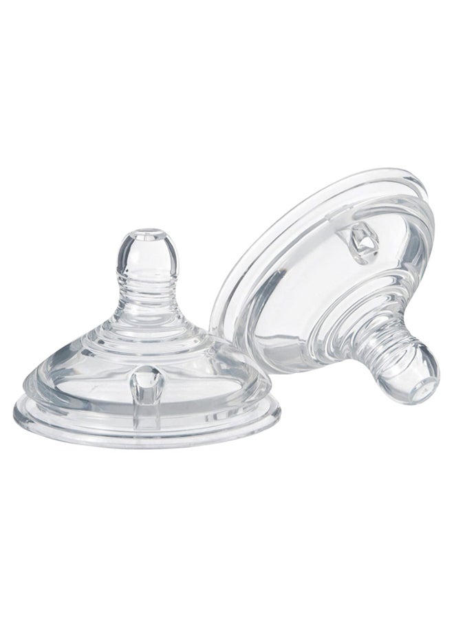 tommee tippee Closer To Nature Slow-Flow Teats, 0+ Months, Pack Of 2 - Clear  - Image 1