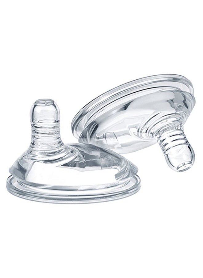 تومي تيبي طقم حلمات مضادة للمغص سريعة التدفق من قطعتين للرضع من عمر 6 أشهر فأكبر من تشكيلة كلوزر تو ناتشر، لون شفاف - Image 1