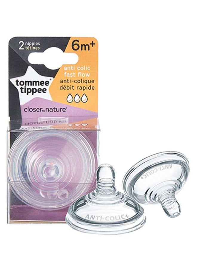 تومي تيبي طقم حلمات مضادة للمغص سريعة التدفق من قطعتين للرضع من عمر 6 أشهر فأكبر من تشكيلة كلوزر تو ناتشر، لون شفاف - Image 2