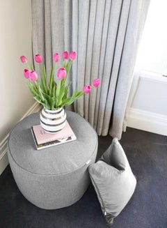 REGAL IN HOUSE 2-Piece Cylindrical Pouf Set Light Grey  - Image 4