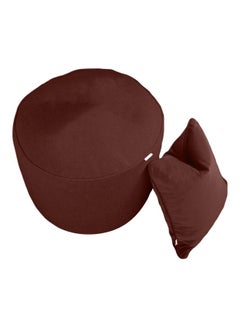 REGAL IN HOUSE Linen Ottoman Pouf & Cushion Set with Microfiber Filler - 60x20 - Wine Red Brown 60x20cm  - Image 1