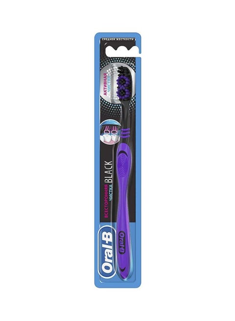 Surrounding Black Toothbrush, Medium Manual Toothbrush, 1 Count Multicolour