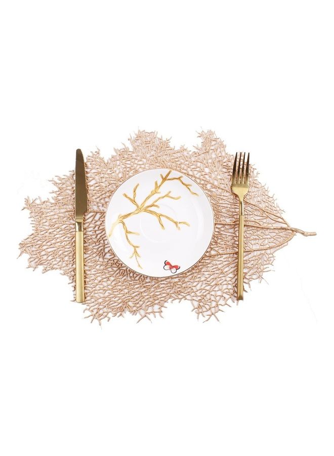 Decorative Heat Resistant Leaf Pattern Table Placemat Gold 56x38cm - Image 2