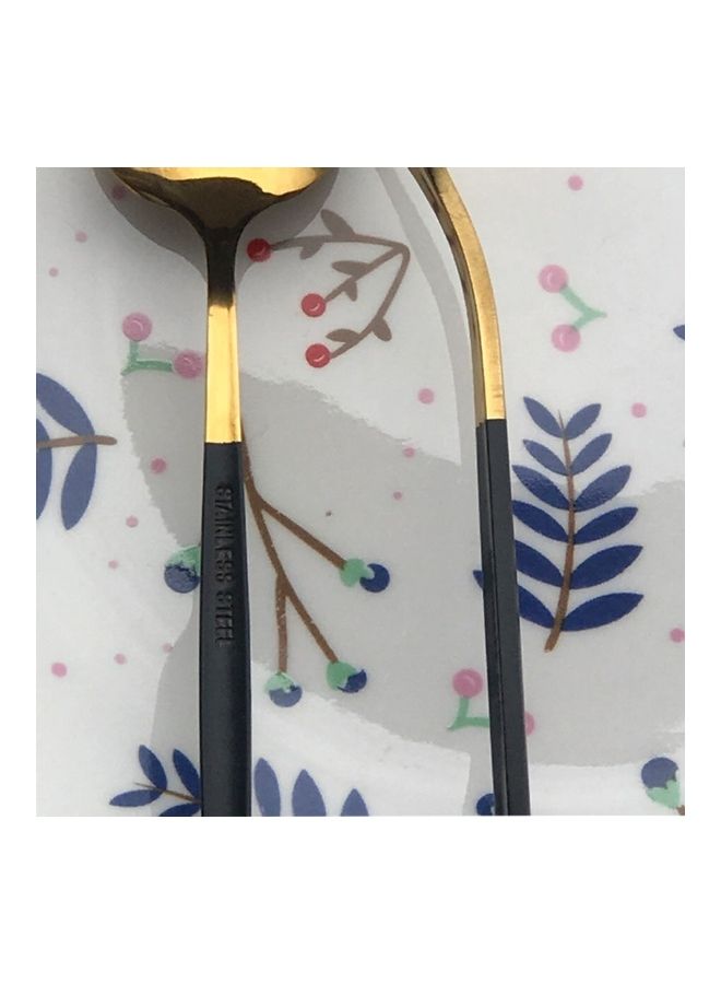 4-Piece Stainless Steel Luxury Cutlery Set Black/Gold - Image 4