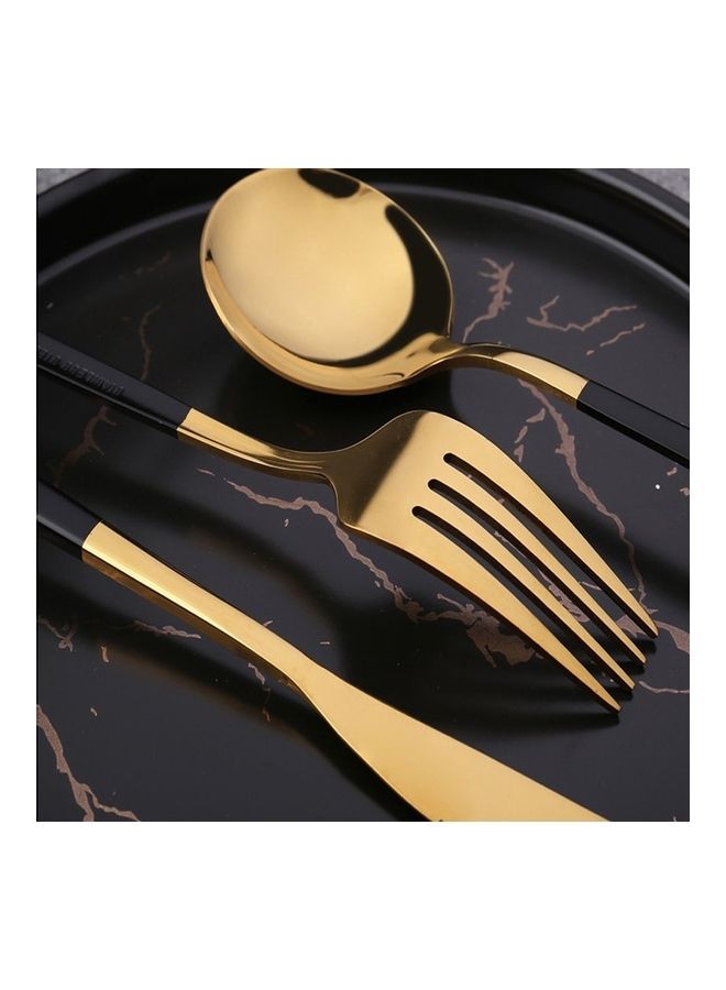 4-Piece Stainless Steel Luxury Cutlery Set Black/Gold - Image 2