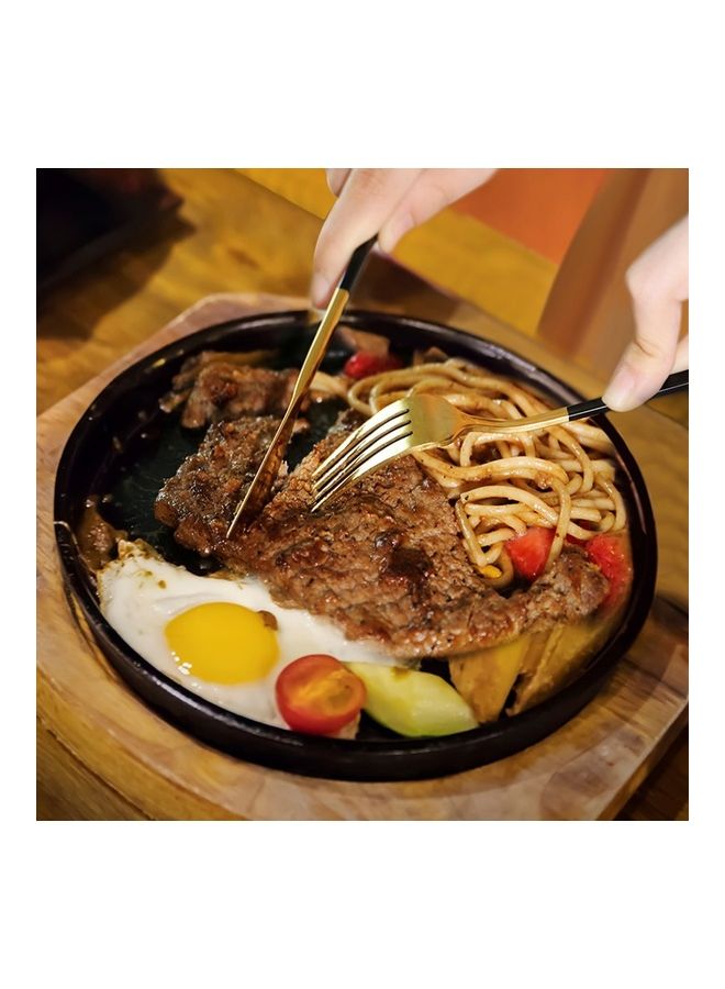 4-Piece Stainless Steel Luxury Cutlery Set Black/Gold - Image 3