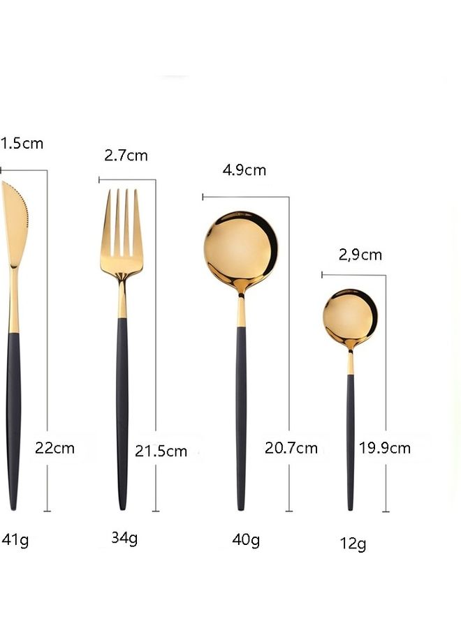 4-Piece Stainless Steel Luxury Cutlery Set Black/Gold - Image 5