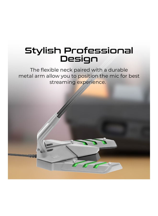 VERTUX - High-Intensity Flexible Neck Anti-Vibration Microphone with Multi-Colour LED-Backlit, 3.5mm Audio Port, Mute Button and Metallic Weight Stand For PC, Laptop, Mac, Recording, Gaming, Streamer-3 - wired - Image 1