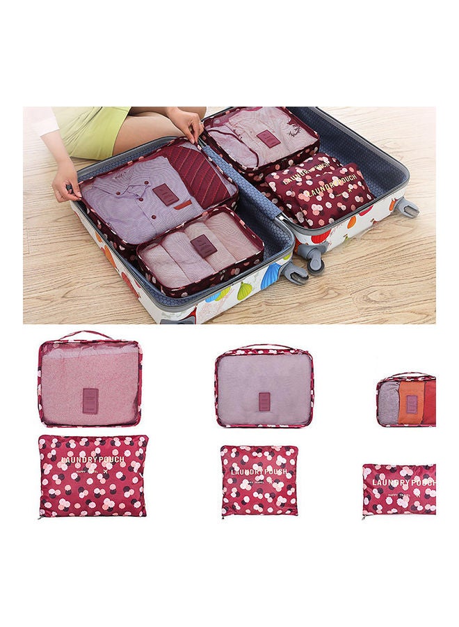 6-Piece Travel Organizer Bag Set Wine Red  - Image 3