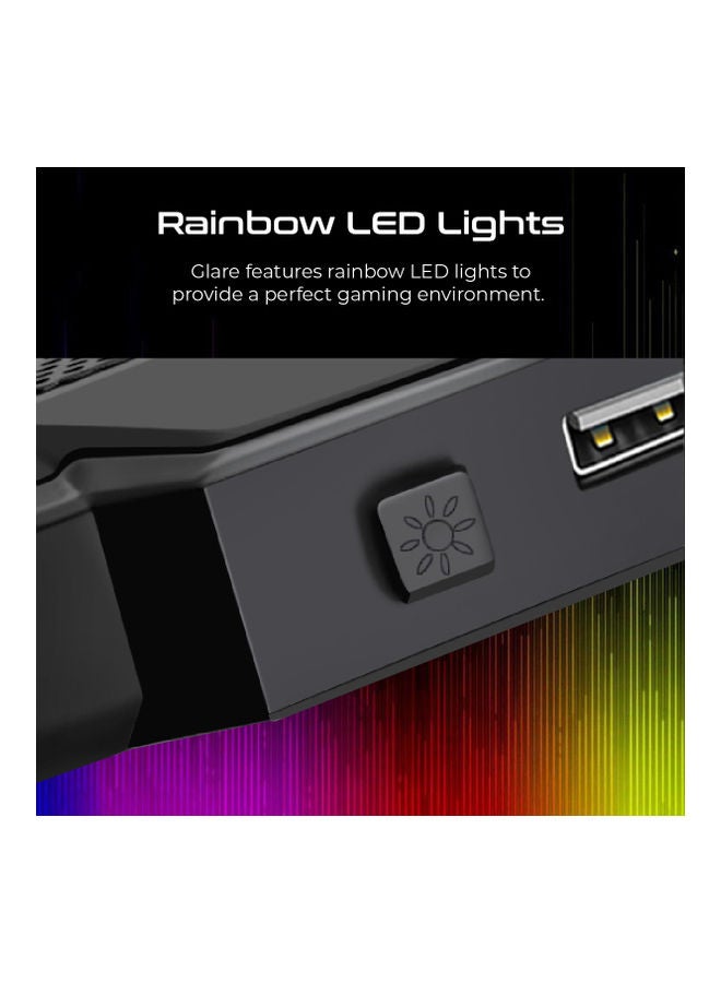VERTUX Quite Cooling Laptop Pad With Rainbow LED Light Black  - Image 2