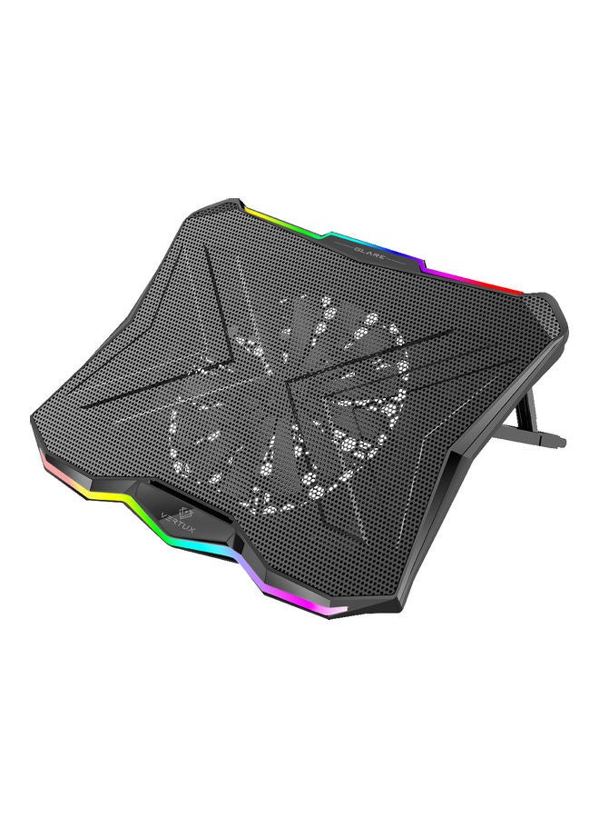 VERTUX Quite Cooling Laptop Pad With Rainbow LED Light Black  - Image 1