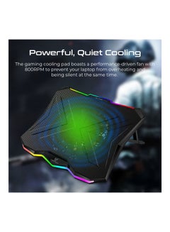 VERTUX Quite Cooling Laptop Pad With Rainbow LED Light Black  - Image 3
